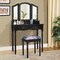 Costway Black Tri Folding Mirror Vanity Makeup Table Stool 4 Drawers